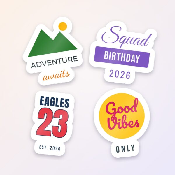 Custom die-cut vinyl stickers with a white border
