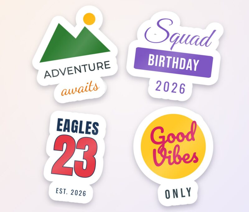 Custom die-cut vinyl stickers with a white border